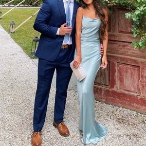 SHONA JOY LA LUNE LACE BACK MAXI DRESS - SKY